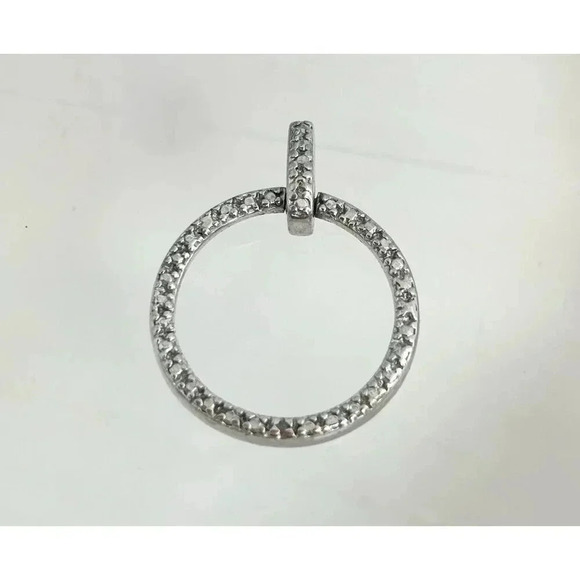 Circular Gemstone Inlaid Sterling Silver Minimalist Vintage Pendant - Picture 1 of 3